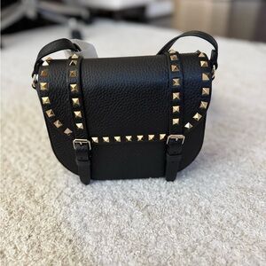 Valentino Black Studded Leather Shoulder Bag